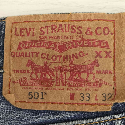 リーバイス Levis 00s 08年製造 501 ボタン裏刻印P85 ボタンフライ ストレート ダメージデニム メンズ W33 L32
