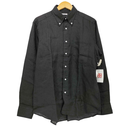 フェアファクス FAIRFAX リネン100 ボタンダウン シャツ ブラック メンズ import:L