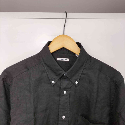 フェアファクス FAIRFAX リネン100 ボタンダウン シャツ ブラック メンズ import:L