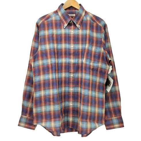 フェアファクス FAIRFAX リネン100 ボタンダウン チェック シャツ メンズ import:L