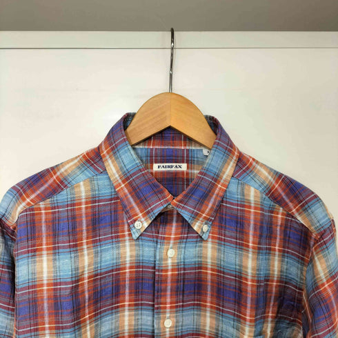 フェアファクス FAIRFAX リネン100 ボタンダウン チェック シャツ メンズ import:L