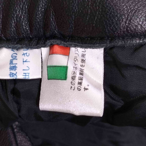 イタリア製 本革 レザー タック ワイドパンツ メンズ 13
