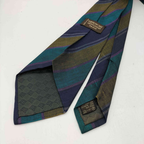 ジバンシィ GIVENCHY 80-90S OLD MADE IN ITALY イタリア製 絹 シルク 100% レジメンタル ストライプ ネクタイ メンズ