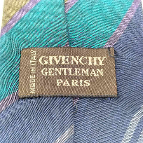 ジバンシィ GIVENCHY 80-90S OLD MADE IN ITALY イタリア製 絹 シルク 100% レジメンタル ストライプ ネクタイ メンズ