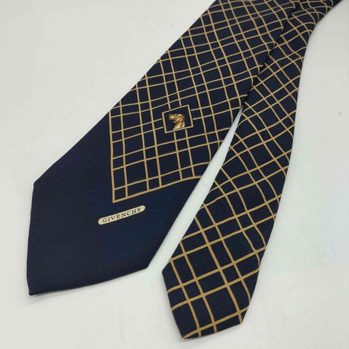 ジバンシィ GIVENCHY 80-90S OLD MADE IN ITALY イタリア製 絹 シルク 100% バイアス チェック ネクタイ メンズ
