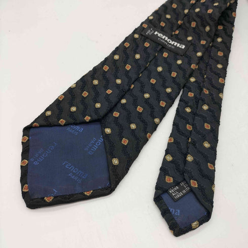 レノマ renoma PARIS MADE IN ITALY イタリア製 絹 シルク 100% ドット 波状 織り ネクタイ メンズ
