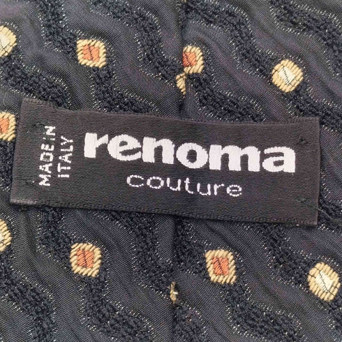 レノマ renoma PARIS MADE IN ITALY イタリア製 絹 シルク 100% ドット 波状 織り ネクタイ メンズ