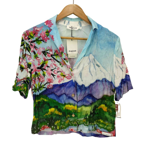 デシグアル Desigual LANDSCAPE SHIRT MARAVILLA 富士山 クロップシャツ レディース import:S