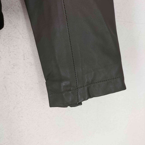 ブージュルード Bou Jeloud lamb leather ラムレザー コーデュロイ切替ノーカラーレザージャケット レディース