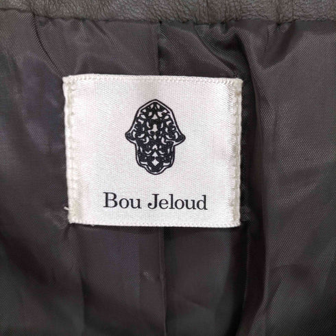 ブージュルード Bou Jeloud lamb leather ラムレザー コーデュロイ切替ノーカラーレザージャケット レディース