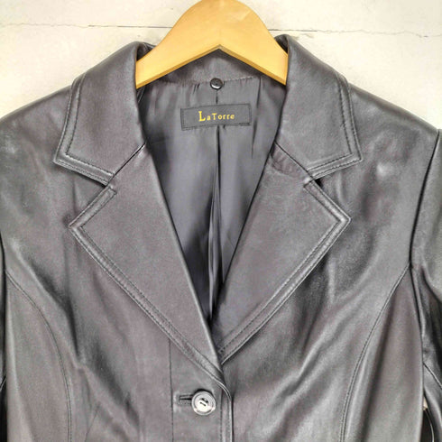 La Torre lamb leather ラムレザー 比翼チェスターコート レディース 11AR