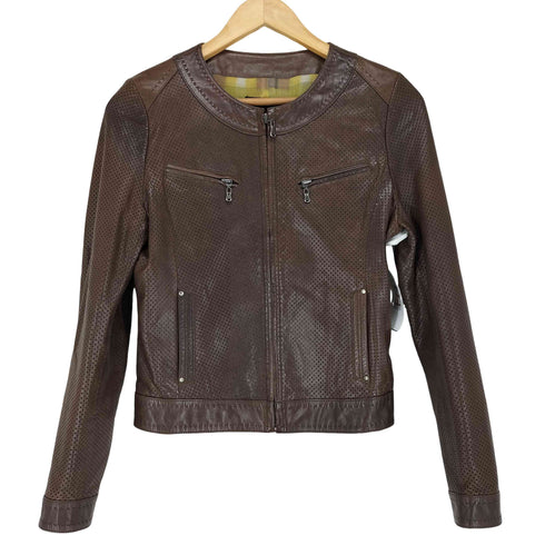 ノースビーチ NORTH BEACH lamb leather ラムレザー ノーカラーレザージャケット レディース M