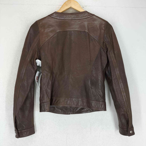 ノースビーチ NORTH BEACH lamb leather ラムレザー ノーカラーレザージャケット レディース M