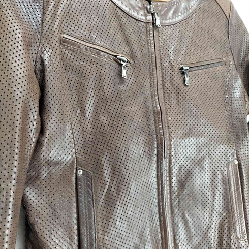 ノースビーチ NORTH BEACH lamb leather ラムレザー ノーカラーレザージャケット レディース M