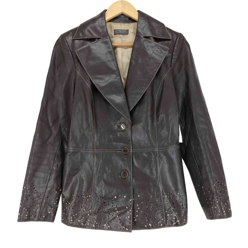 CLASSIQUES lamb leather ラムレザー 袖裾デザイン レザー3Bテーラードジャケット レディース