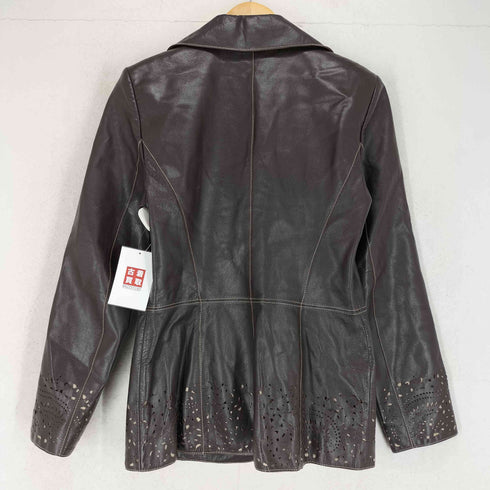 CLASSIQUES lamb leather ラムレザー 袖裾デザイン レザー3Bテーラードジャケット レディース