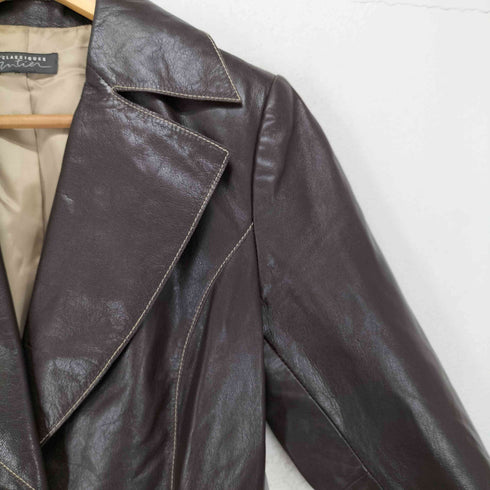CLASSIQUES lamb leather ラムレザー 袖裾デザイン レザー3Bテーラードジャケット レディース