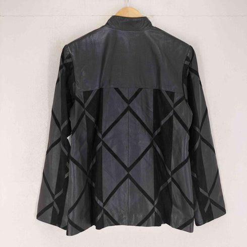 Adele lamb&pig leather ラムレザー ピッグレザー スタンドカラーレザージャケット レディース M