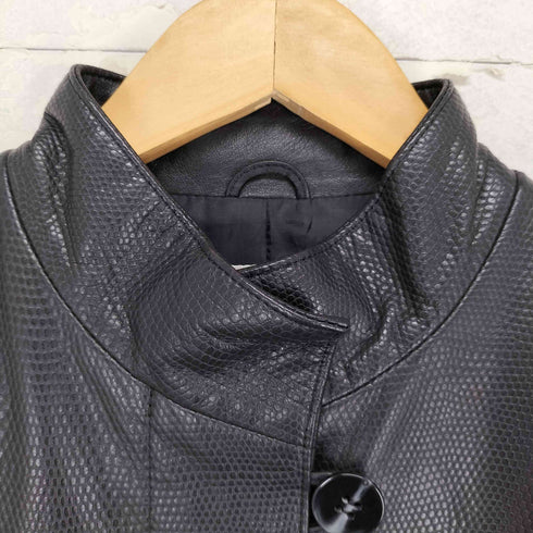 Adele lamb&pig leather ラムレザー ピッグレザー スタンドカラーレザージャケット レディース M