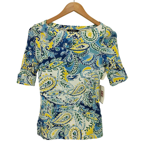 ローレンラルフローレン LAUREN RALPH LAUREN ペイズリー 総柄 プリント トップ レディース import:XS