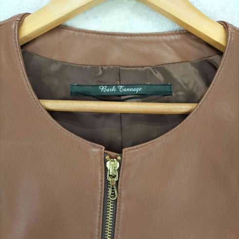 Bark Tannage lamb leather ラムレザー ノーカラーレザージャケット レディース 38