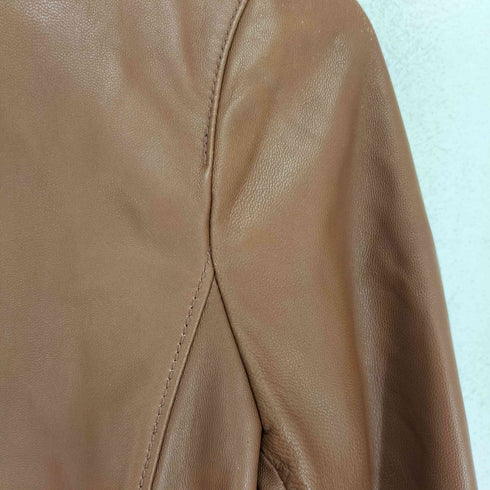 Bark Tannage lamb leather ラムレザー ノーカラーレザージャケット レディース 38