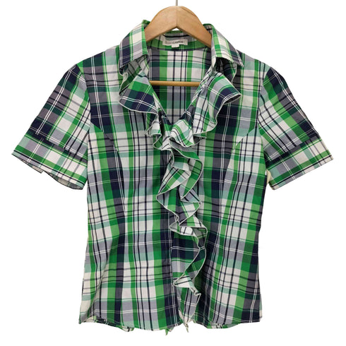 ナラカミーチェ NARACAMICIE チェック S/S フリル シャツ レディース 0