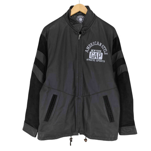 ギャップ Gap 90s- OLD cow leather カウレザー 両面刺繍レザージャケット メンズ L