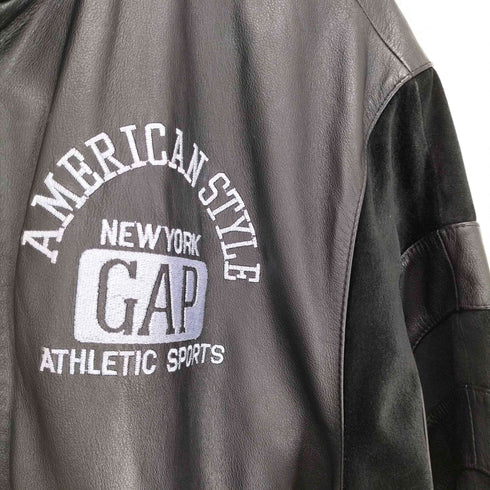 ギャップ Gap 90s- OLD cow leather カウレザー 両面刺繍レザージャケット メンズ L