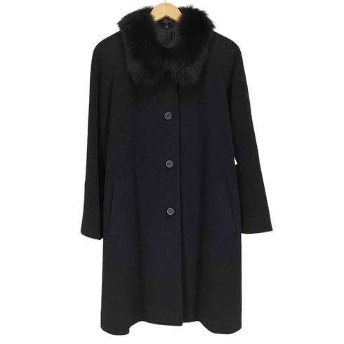 pure cashmere blue fox fur カシミヤ100 襟フォックスファー ステンカラーコート レディース 9AR