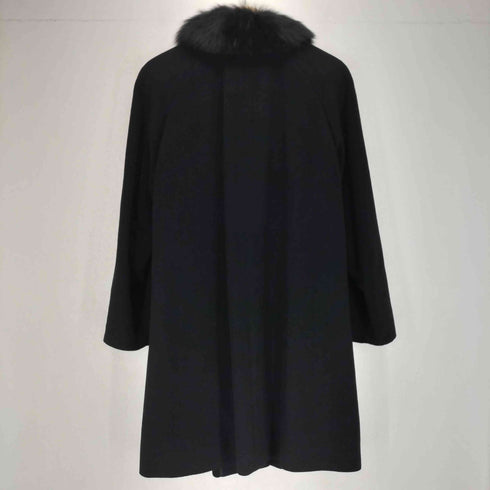 pure cashmere blue fox fur カシミヤ100 襟フォックスファー ステンカラーコート レディース 9AR
