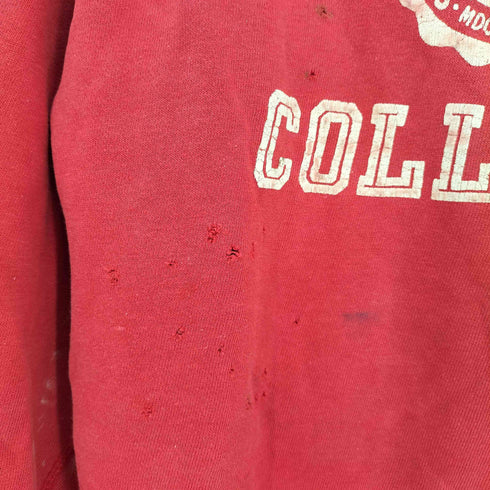 50-60s 4本針 リブ長 EARHAM COLLEGE フロッキープリント ラグラン カレッジ スウェット メンズ