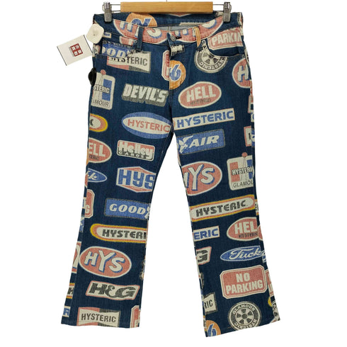 ヒステリックグラマー HYSTERIC GLAMOUR HYSTERIC MOTOR柄 フレアデニムパンツ レディース 28