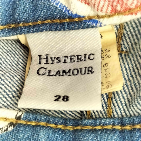 ヒステリックグラマー HYSTERIC GLAMOUR HYSTERIC MOTOR柄 フレアデニムパンツ レディース 28