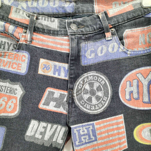 ヒステリックグラマー HYSTERIC GLAMOUR HYSTERIC MOTOR柄 フレアデニムパンツ レディース 28