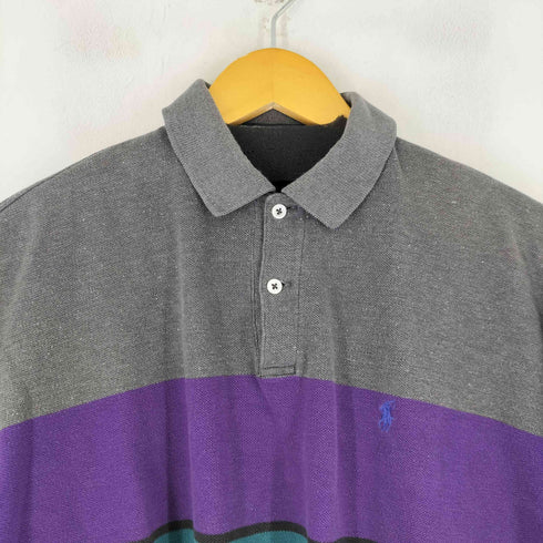 ポロバイラルフローレン Polo by RALPH LAUREN 90S MADE IN USA スモールポニー刺繍 ボーダー L/S ポロシャツ メンズ import:L
