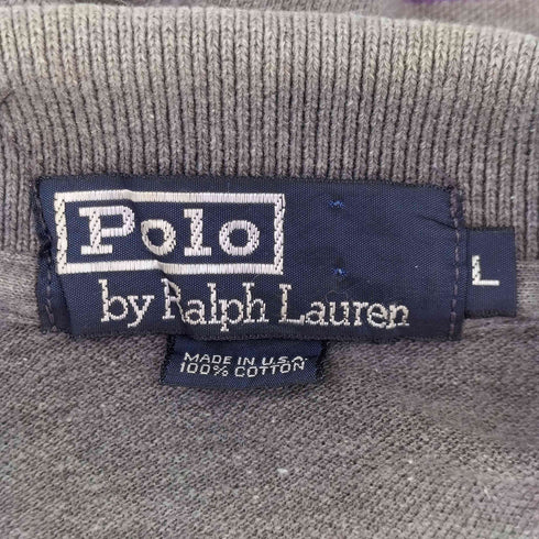ポロバイラルフローレン Polo by RALPH LAUREN 90S MADE IN USA スモールポニー刺繍 ボーダー L/S ポロシャツ メンズ import:L