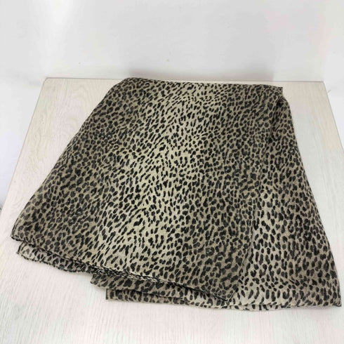 サンローランパリ SAINT LAURENT PARIS シルクカシミヤ レオパード柄 大判ストール メンズ