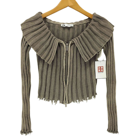 ザラ ZARA クロップドジップアップニット レディース import:M