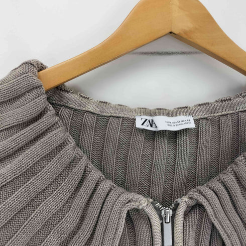 ザラ ZARA クロップドジップアップニット レディース import:M