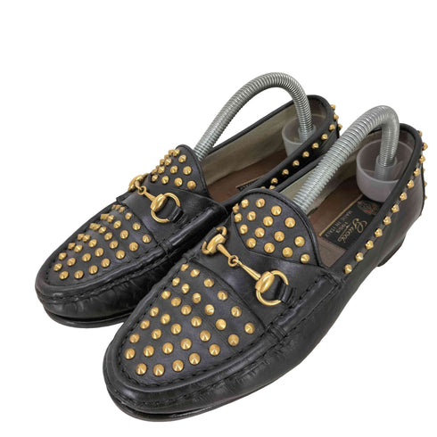 グッチ GUCCI スタッズ ホースビット レザーローファー レディース