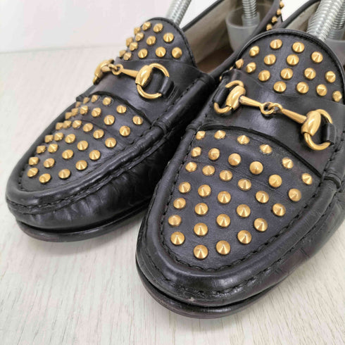 グッチ GUCCI スタッズ ホースビット レザーローファー レディース