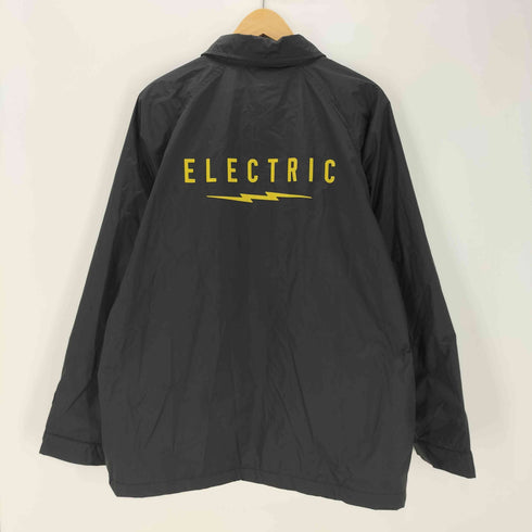 ELECTRIC ロゴ 両面 プリント ブラック ナイロン コーチ ジャケット 裾ドローコード メンズ JPN:L