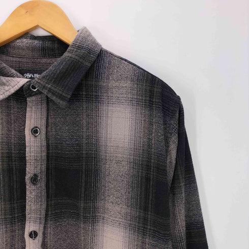 SHAKA WEAR オンブレ チェック コットン フランネル ブラック ネル シャツ メンズ JPN:L