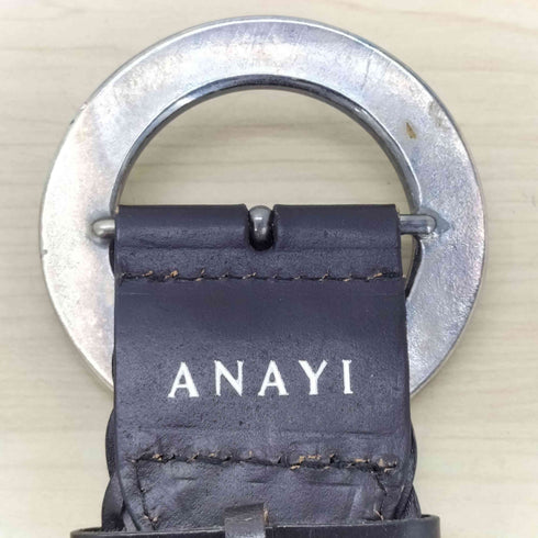 アナイ ANAYI イタリア製 レザー 編み込み スタッズベルト レディース