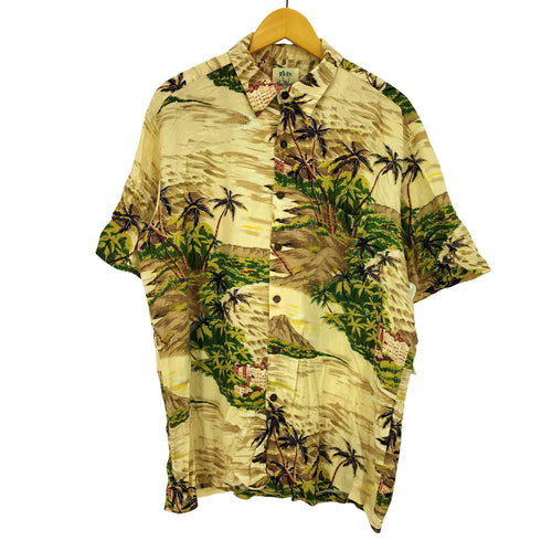 Pau Hana USA製 ヤシの木 レーヨン S/S アロハシャツ メンズ import:L