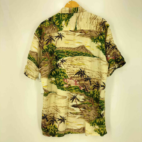 Pau Hana USA製 ヤシの木 レーヨン S/S アロハシャツ メンズ import:L
