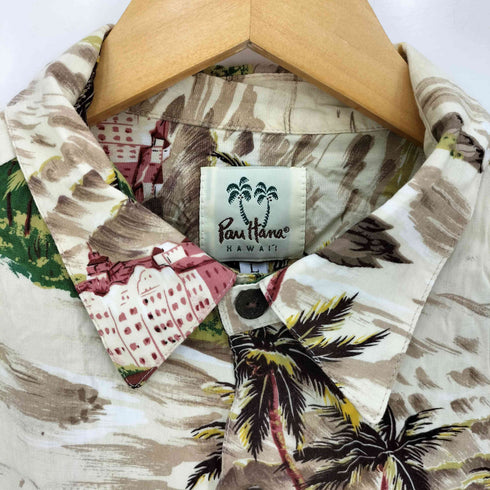 Pau Hana USA製 ヤシの木 レーヨン S/S アロハシャツ メンズ import:L