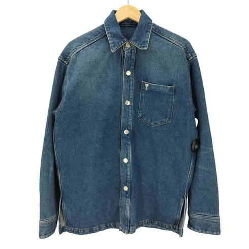 アミ ami alexandre mattiussi PARIS Oversized Denim Shirt ハートロゴ ワッペン ヘビーオンス L/S オーバーサイズ デニム シャツ メンズ XXS