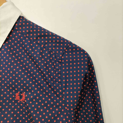 フレッドペリー FRED PERRY ロゴ刺繍 ドット 水玉 クレリック シャツ レディース JPN:M